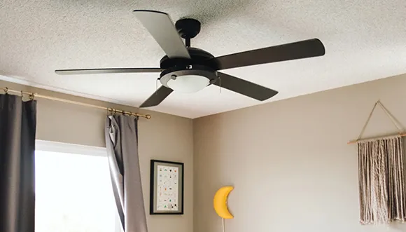 Ceiling fan installation in a home in Haverhill, MA, improving air circulation and energy efficiency.