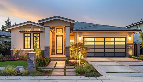 Exterior of a home with stylish indoor and outdoor lighting installation in Salem, MA.