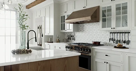 Modern kitchen remodel in Salem, MA, featuring sleek cabinetry and high-end appliances.