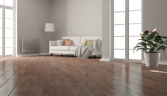 Bright living room featuring newly installed hardwood flooring, reflecting quality flooring services in Haverhill.