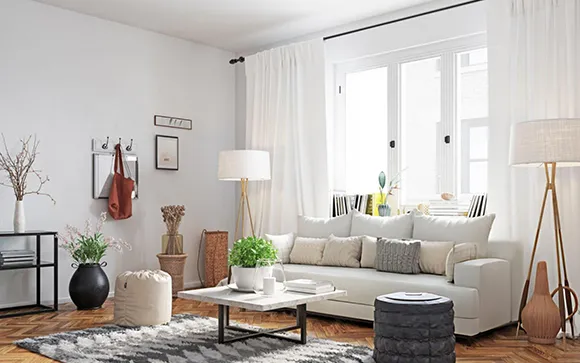 Bright living room with newly installed windows in North Andover, MA, improving energy efficiency and comfort.
